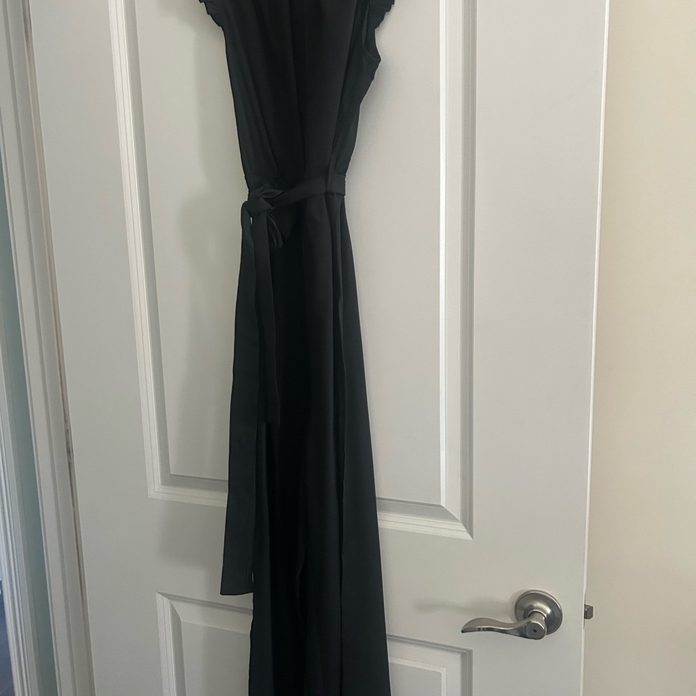 Black Ruched Tie Front Halter Romper